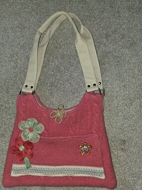 Upcycled Wool Sweater Embelished Purse